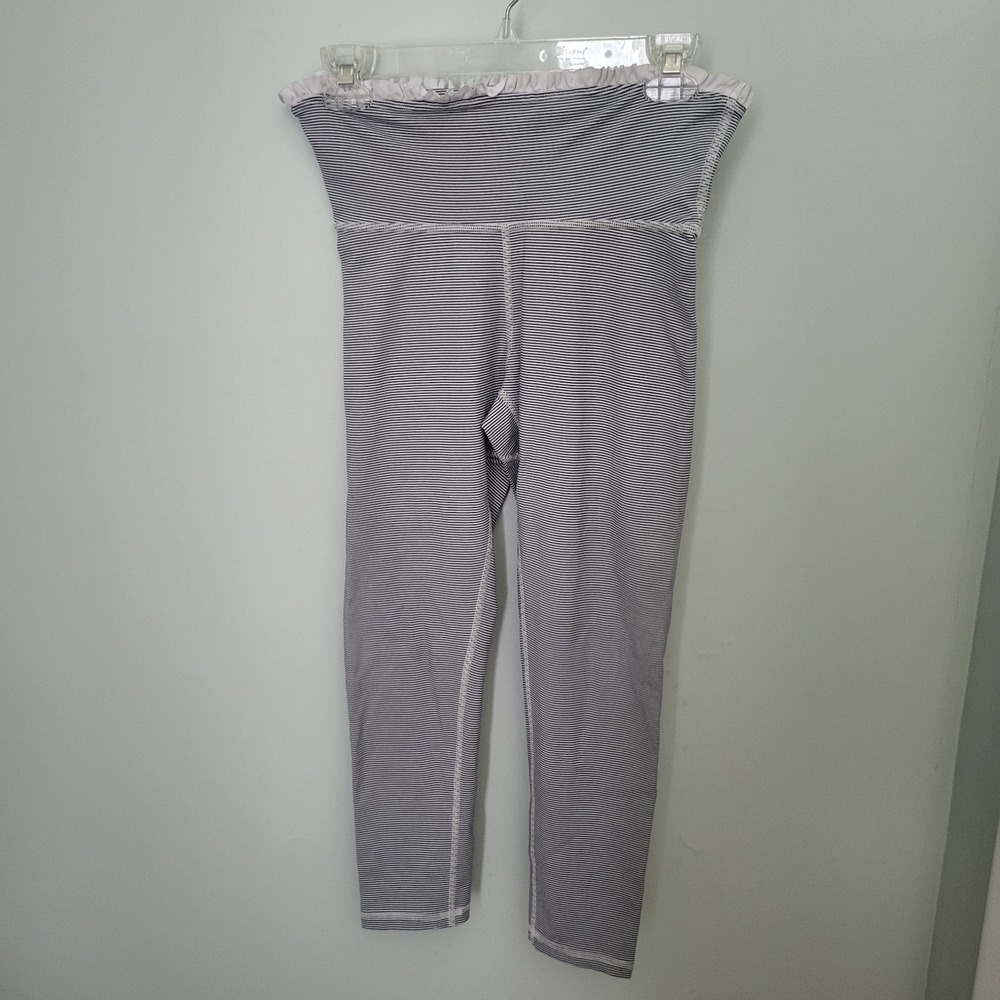 Albion Fit Petal Pant Striped Crop Leggings fold-over Ruffle Women Small